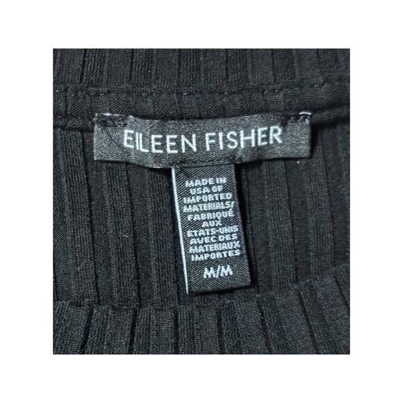 Eileen Fisher Shift Dress Ribbed Size Medium Black Tencel Minimalist Classic - Picture 5 of 7